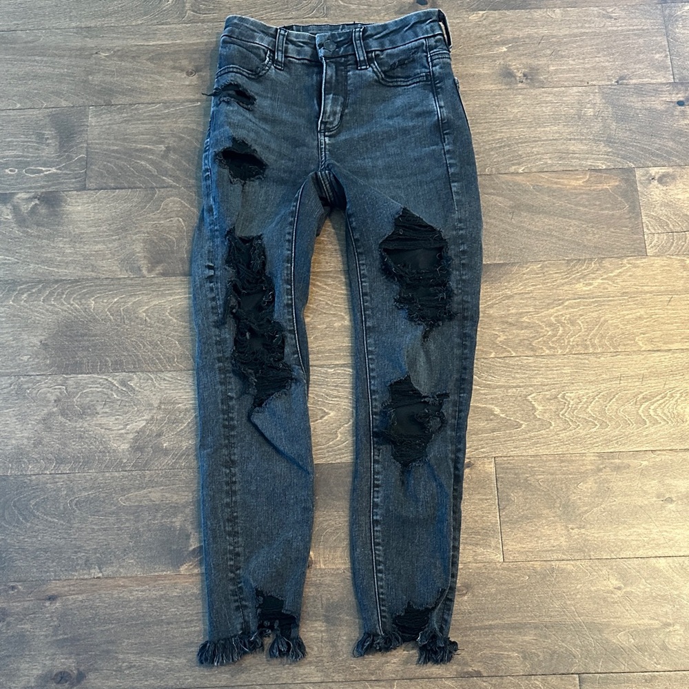 Distressed Black Women's Jeans